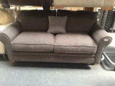 Brown Upholstered Three Seater Sofa