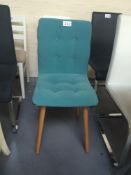 Upholstered Green Dining Chair with Wooden Legs