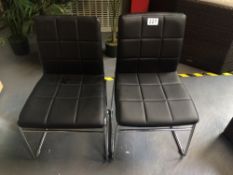 (2) Cushioned Black Metal Frame Chairs