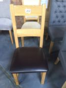 High Back Wooden Dining Chair with Leather Cushioned Seat