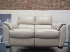 Cream Leather Electric Recliner Two Seater Sofa