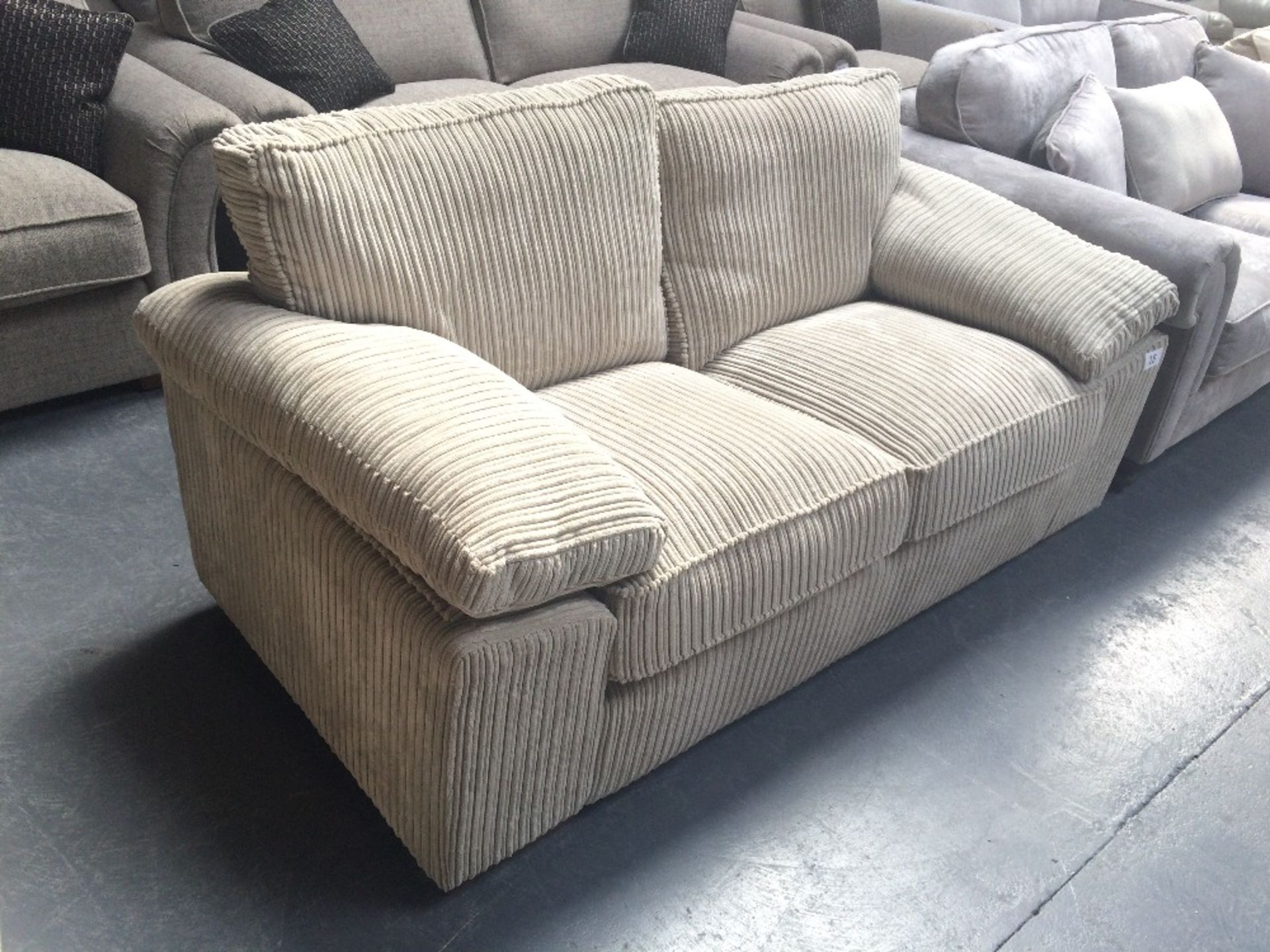 Beige Upholstered Two Seater Sofa - Image 2 of 3