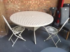 Circular Garden Table with Two Fold Up Chairs