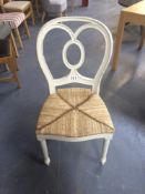 Shabby Chic White Dining Chair with Wicker Seat