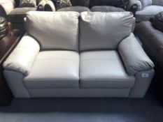 Grey Leather Two Seater Sofa