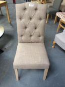 High Back Upholstered Dining Chair in Light Brown / Champagne