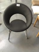 (2) Round Cushioned Black Metal Framed Chairs