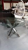 Round Glass Table with Mirror Finish Metal Legs