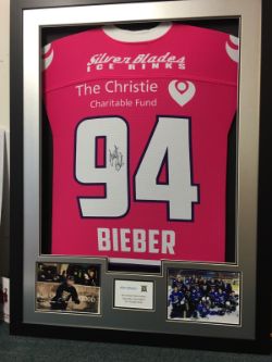 Personalised Justin Bieber Signed & Framed Limited Edition Manchester Storm Ice Hockey Team Shirt