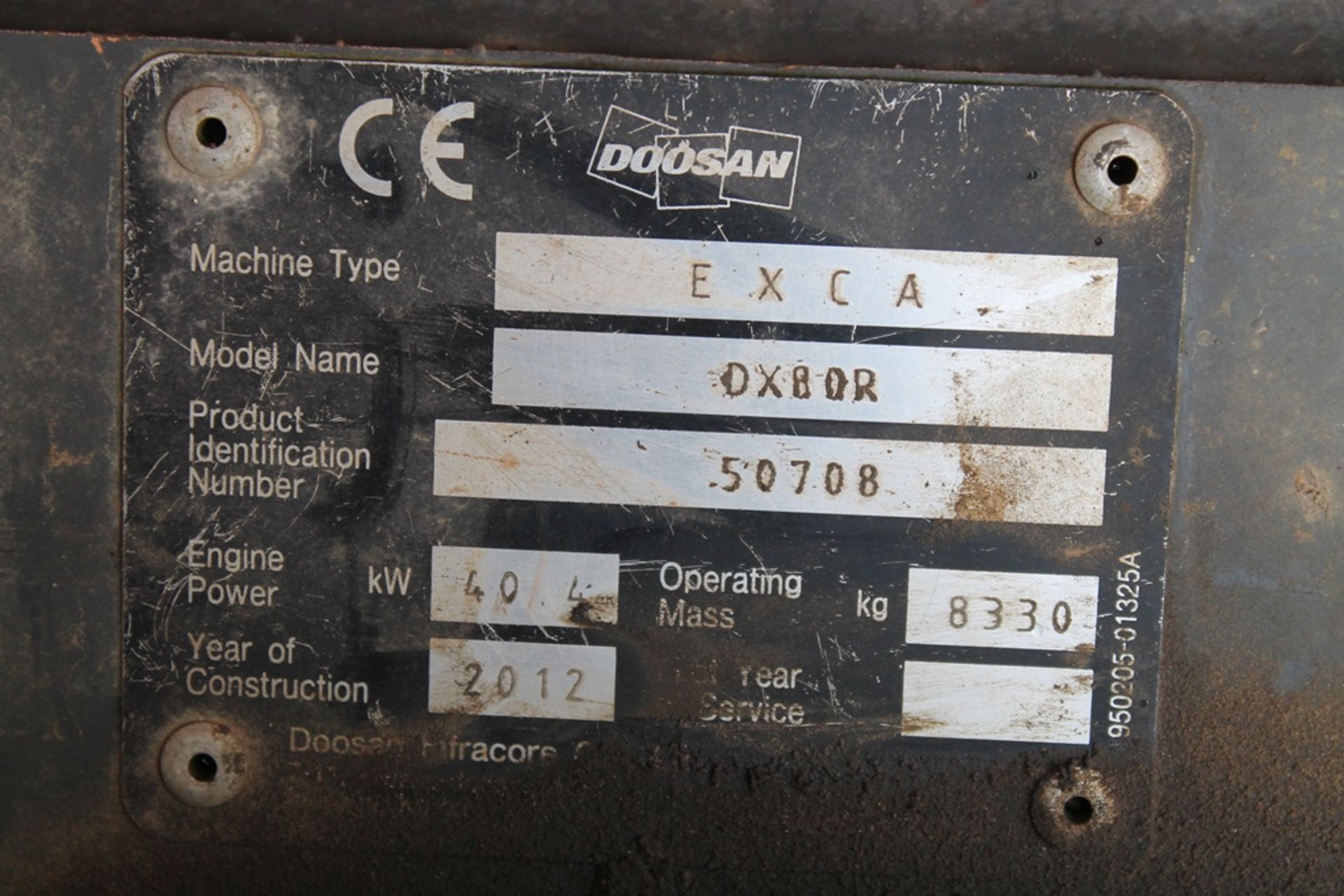 Doosan DX80R, Year 2012, Displays 3696 hours - not warranted, c/w 3 buckets, - Image 8 of 9