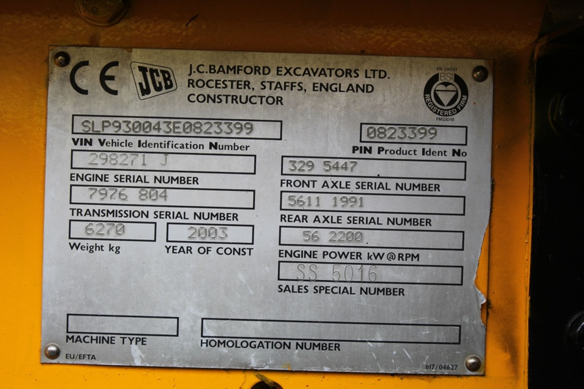 K1 SAM, , JCB 930 4WD, , 18, 143 HOURS - UNCHECKED, , YEAR 2003, , PLUS VAT, - Image 5 of 5