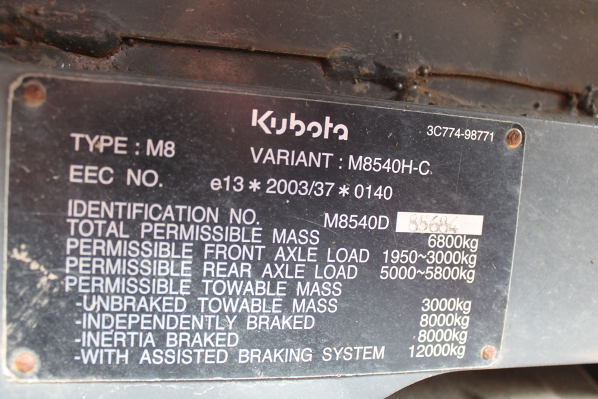 Kubota M8540 - 3769cc 2 Door Tractor - Image 6 of 6