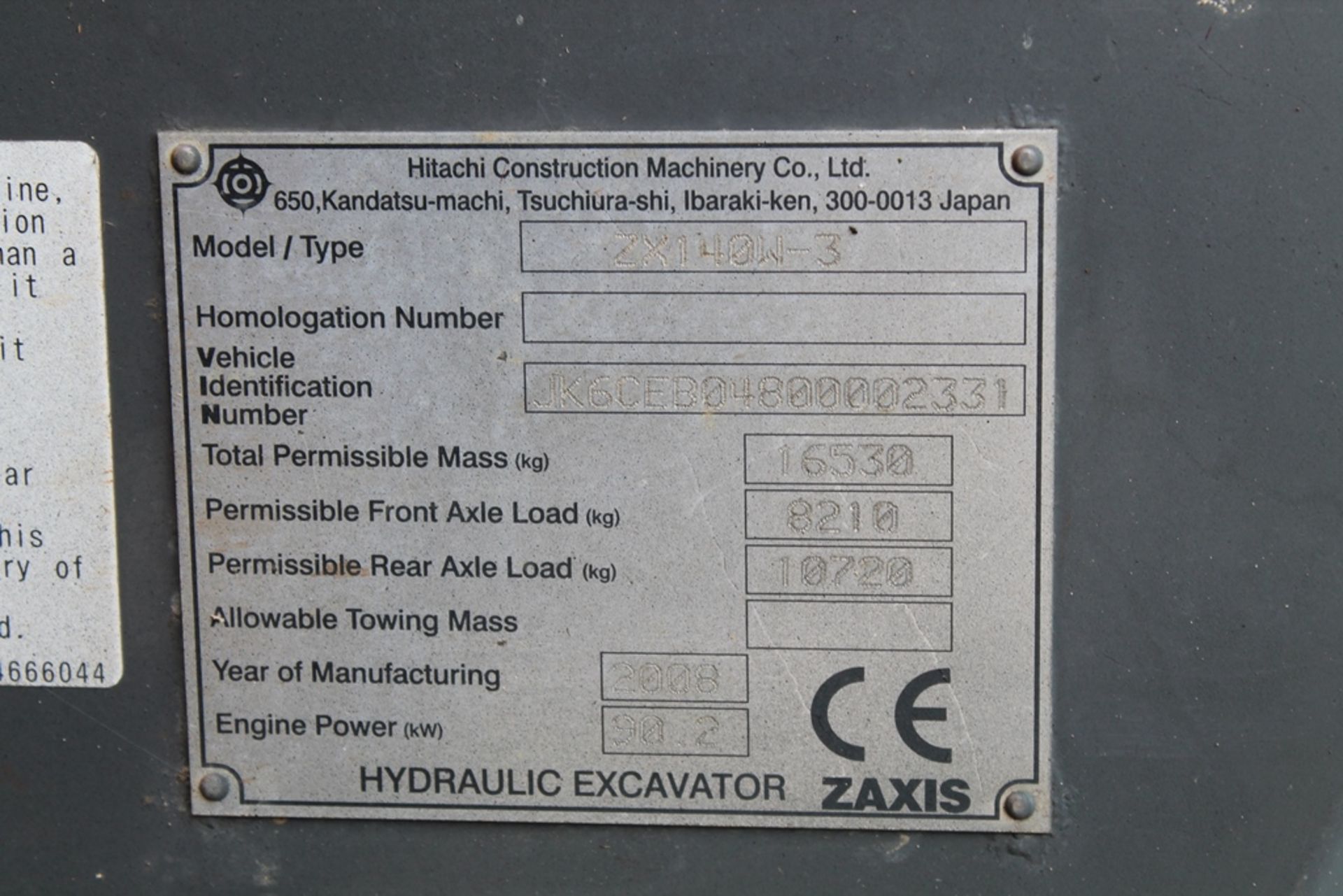 Hitachi Hydraulic Excavator - 2999cc X - Other - Image 8 of 8