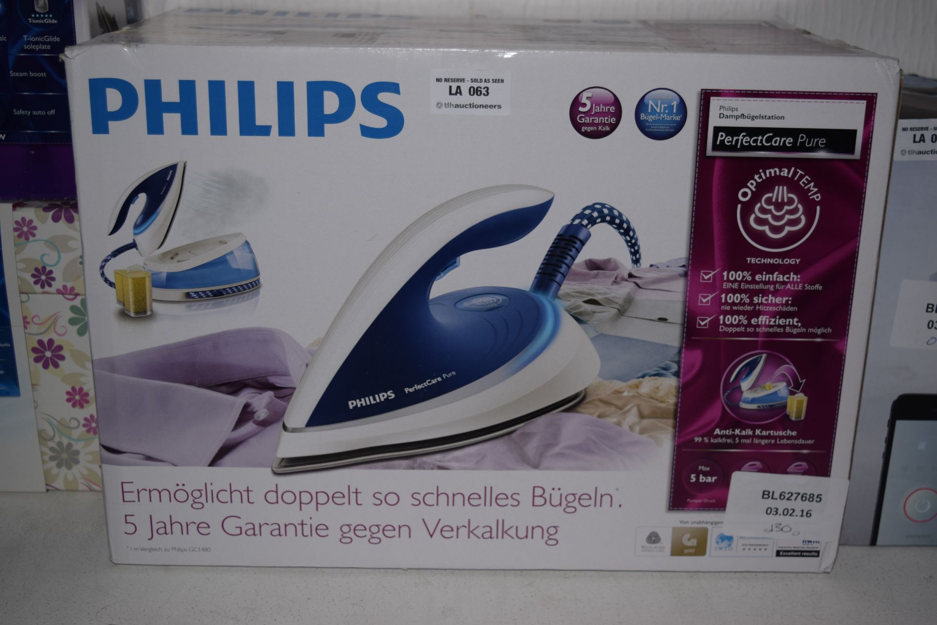 BOXED PHILLIPS PERFECT CARE PURE 5 BAR IRON WITH WATERING SYSTEM RRP£130