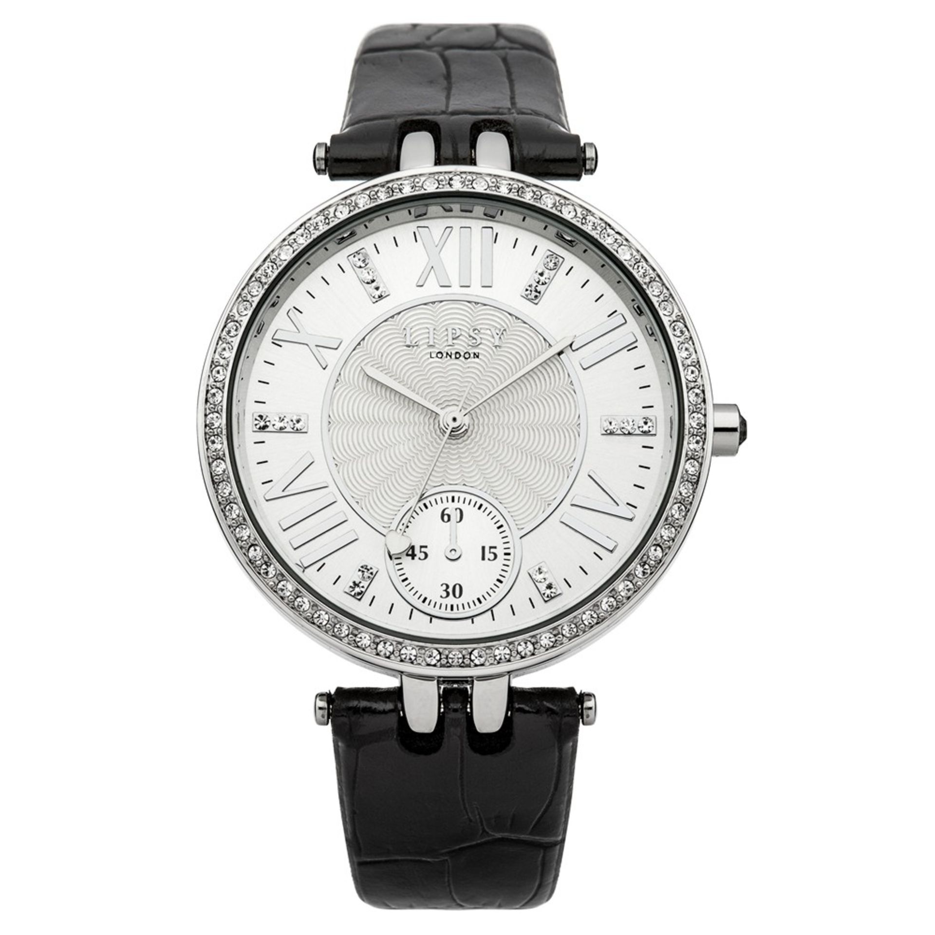 Boxed Brand New, LIPSY LADIES BLACK STRAP WATCH WITH SILVER TONE DIAL, RRP-£40.00 (DA)