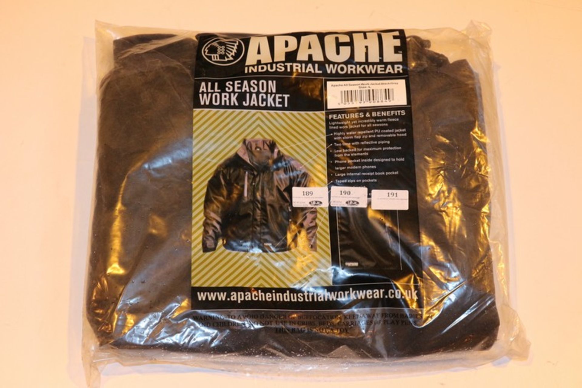 1 x BRAND NEW APACHE ALL SEASON WORK JACKET *PLEASE NOTE THAT THE BID PRICE IS MULTIPLIED BY THE