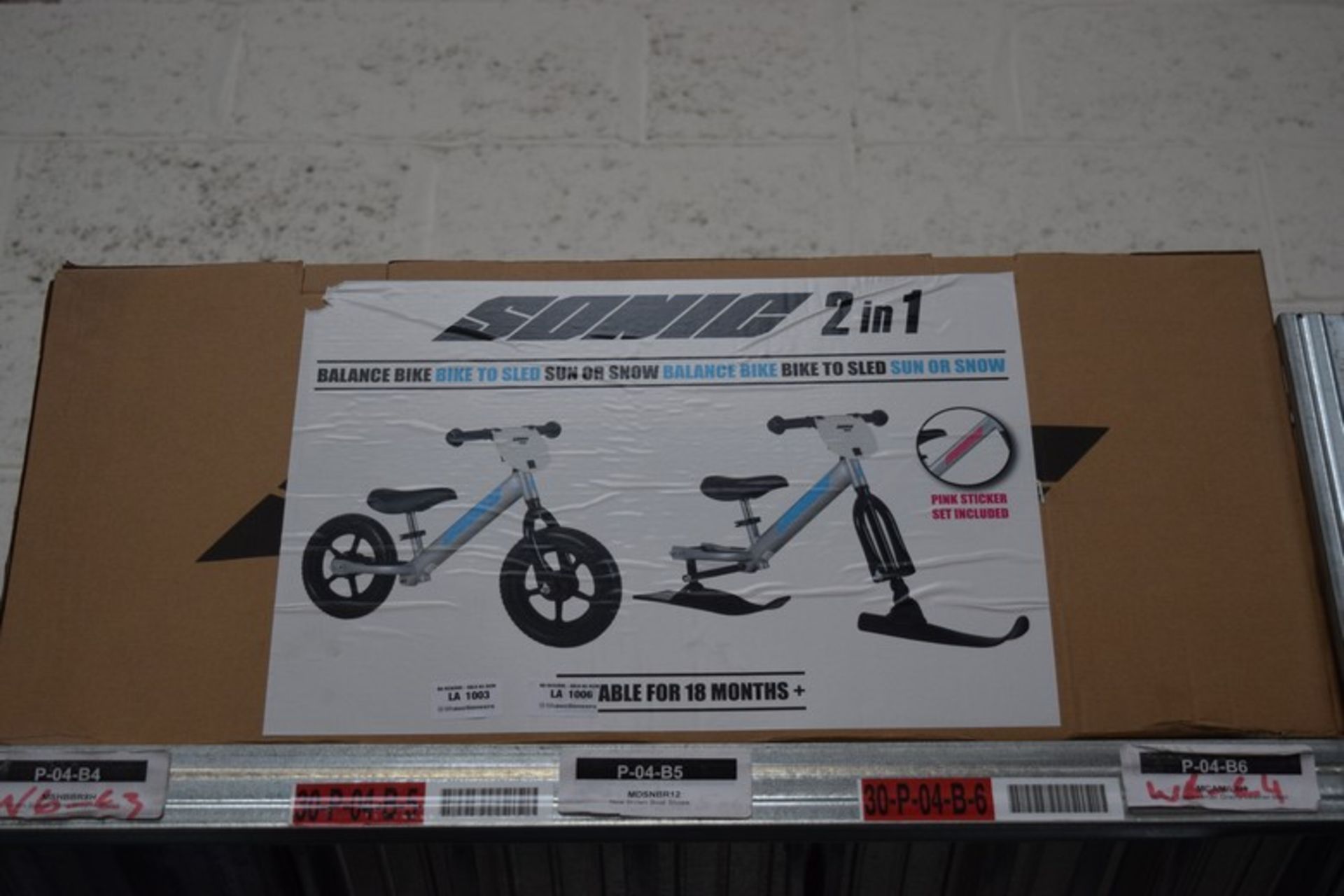 1 X BOXED SONIC 2 IN 1 BALANCE BIKE AND SLEDGE RRP £50