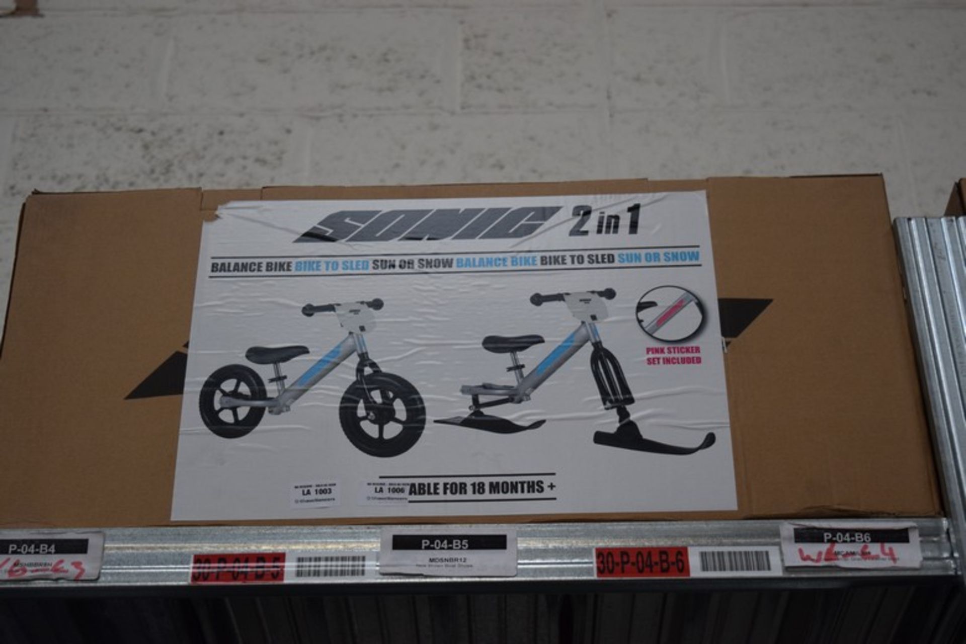 1 X BOXED SONIC 2 IN 1 BALANCE BIKE AND SLEDGE RRP £50