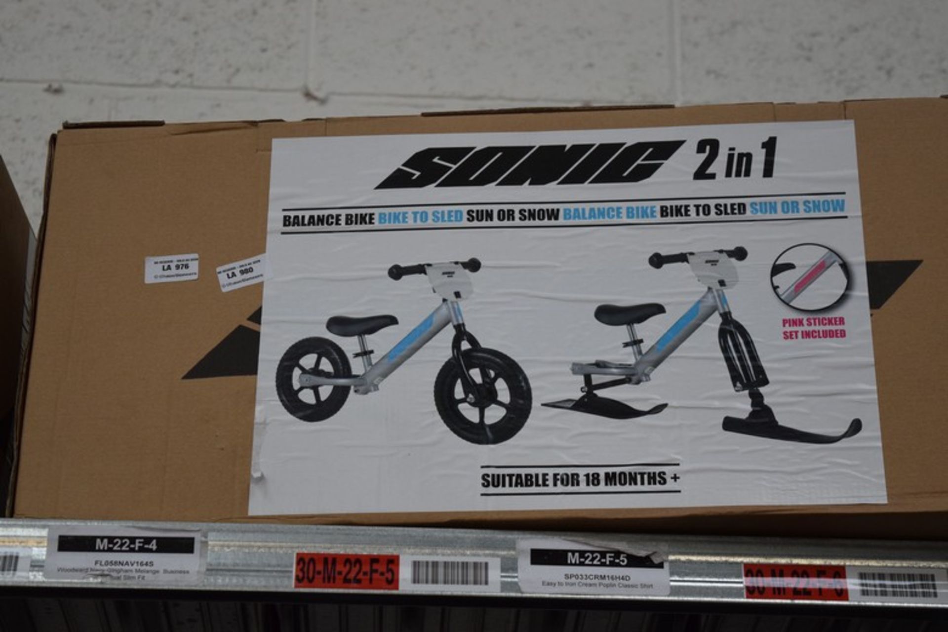 1 X BOXED SONIC 2-IN-1 BALANCE BIKE SLED RRP £50