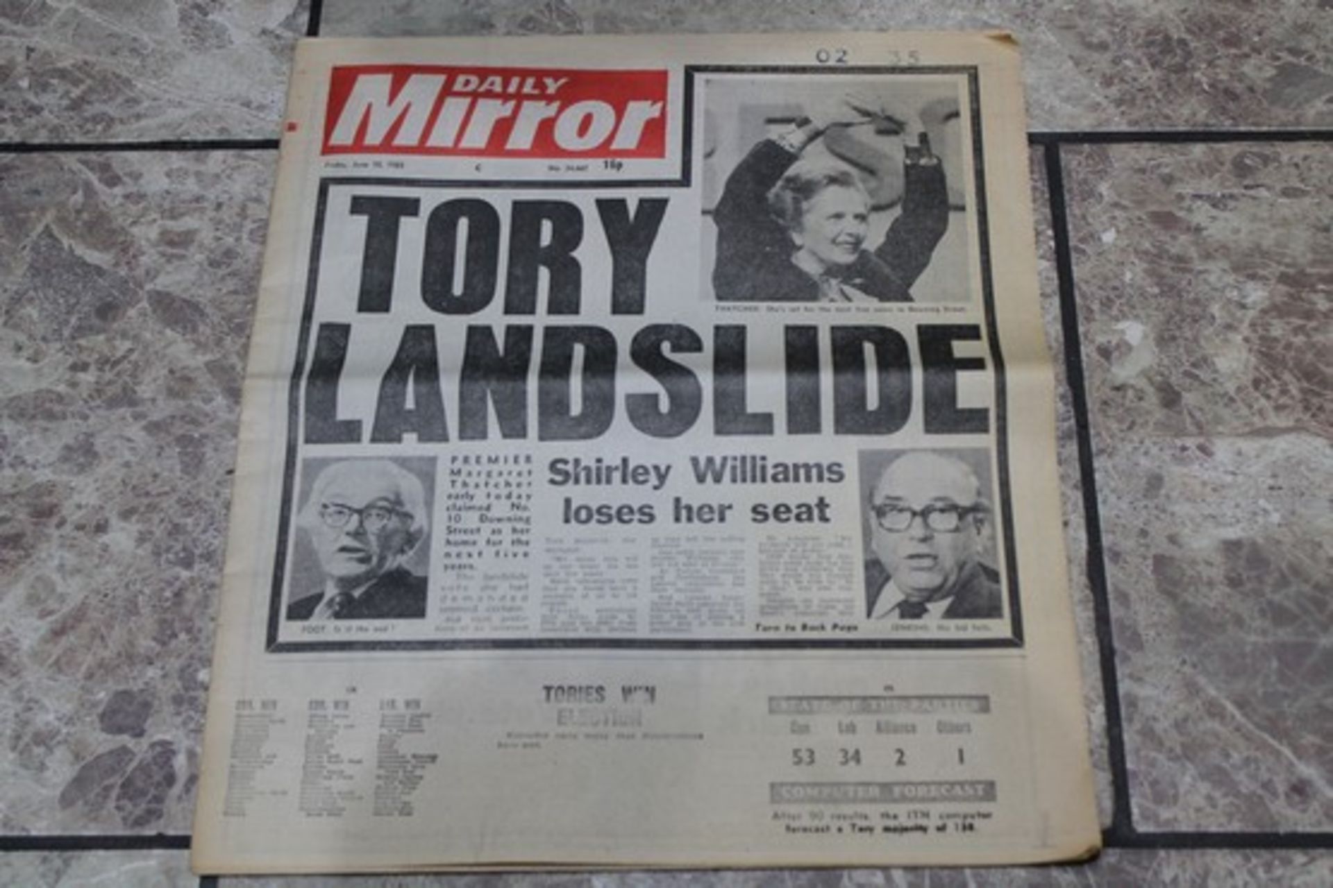 **FRIDAY, JUNE 10, 1983** DAILY MIRROR. FRONT COVER: TORY LANDSLIDE, SHIRLEY WILLIAMS LOSES HER