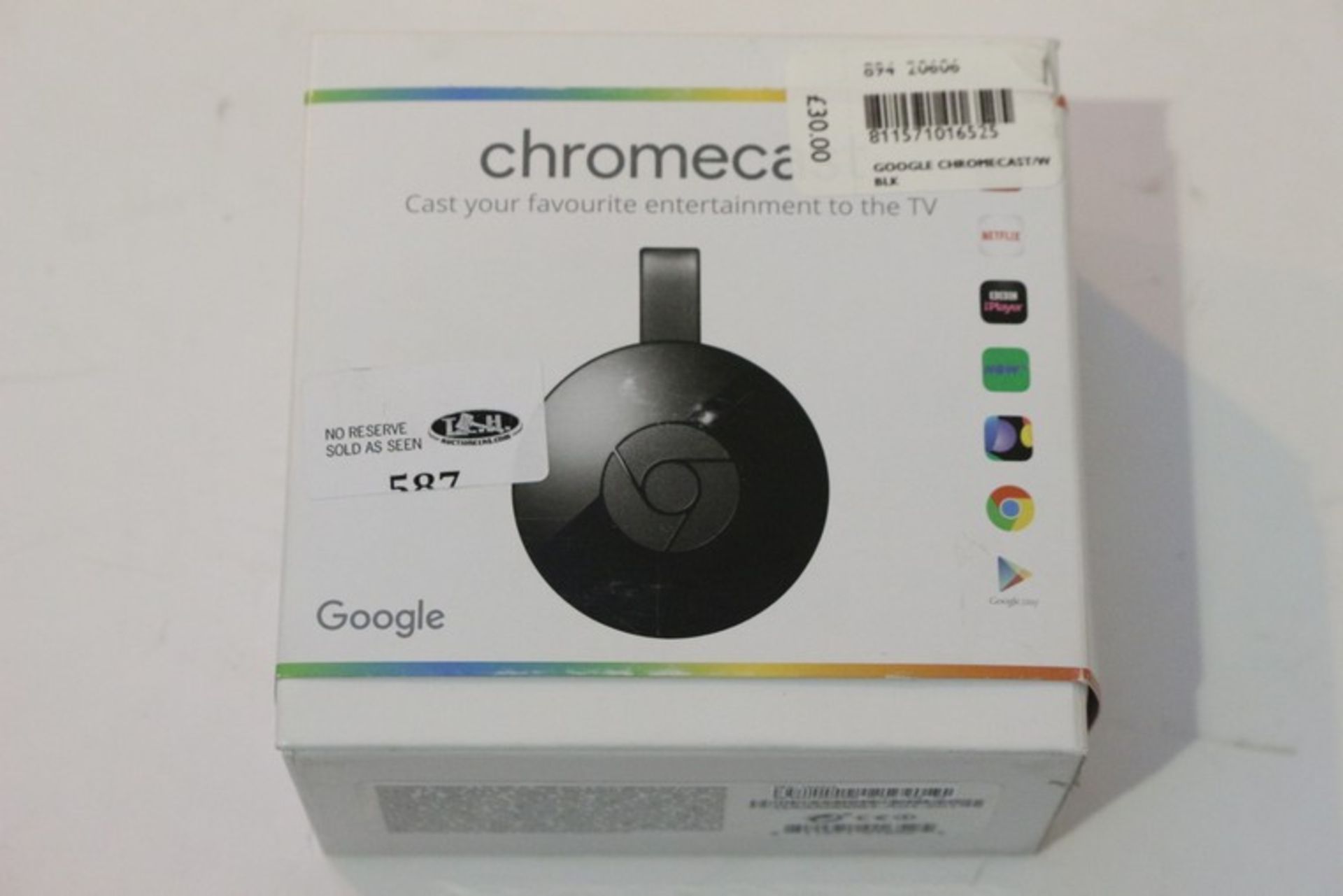 2 x BOXED GOOGLE CHROME CAST USB STICKS *PLEASE NOTE THAT THE BID PRICE IS MULTIPLIED BY THE