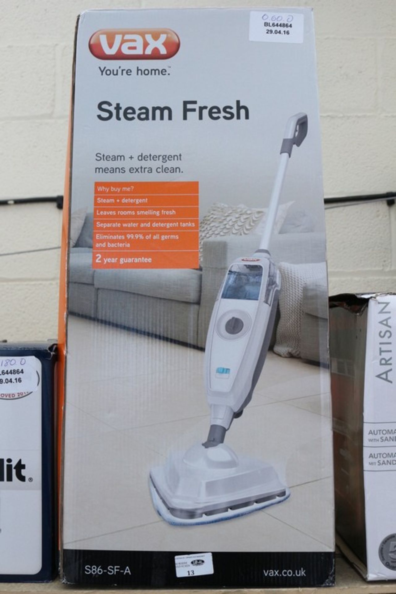 1 x BOXED VAX STEAM FRESH STEAM AND DETERGENT STEAM CLEANER RRP £60 (29.4.16) *PLEASE NOTE THAT