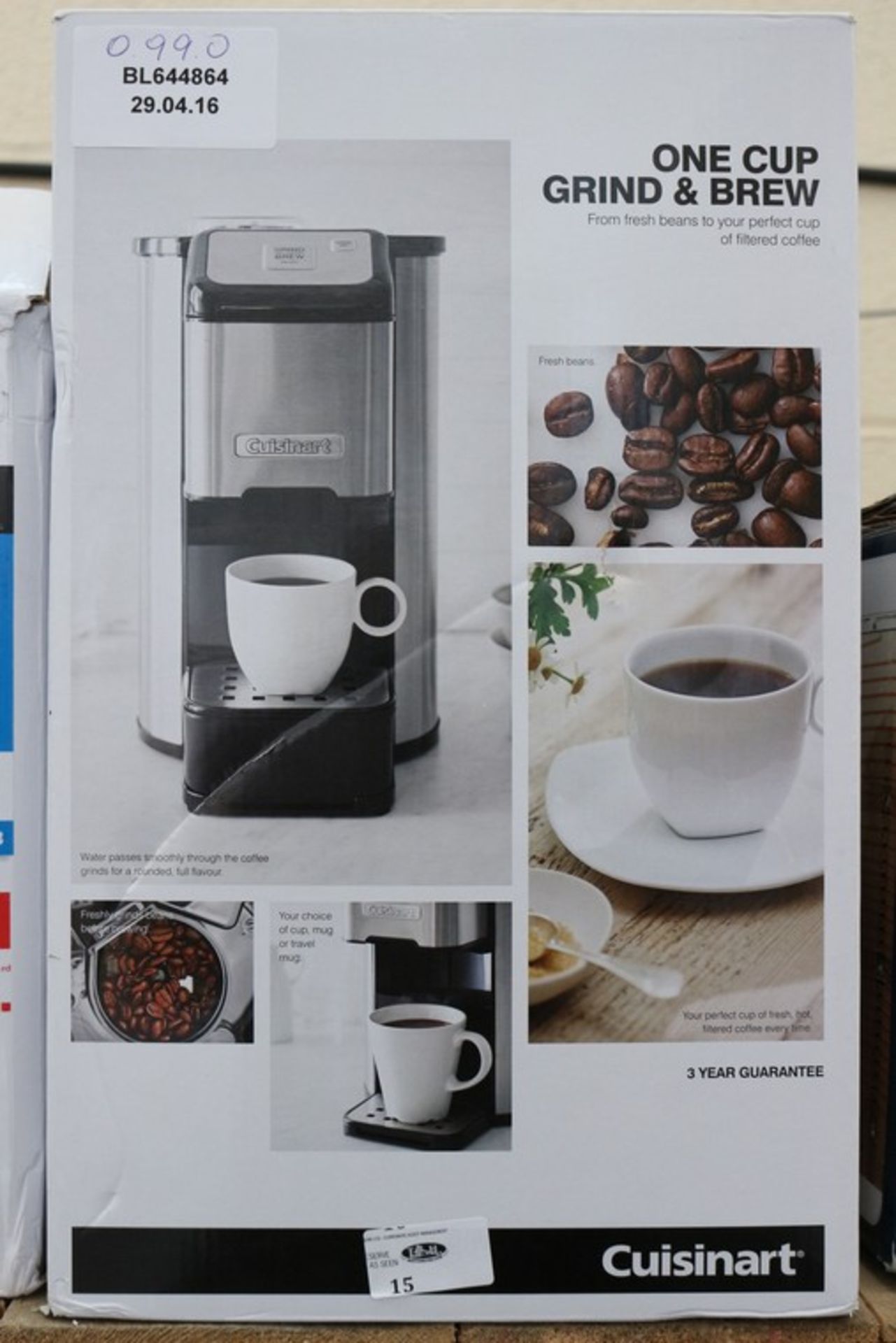 1 x BOXED CUISINE ART 1 CUP GRIND AND BREW AUTOMATIC CAPPUCCINO MAKER RRP £100 (29.4.16) *PLEASE