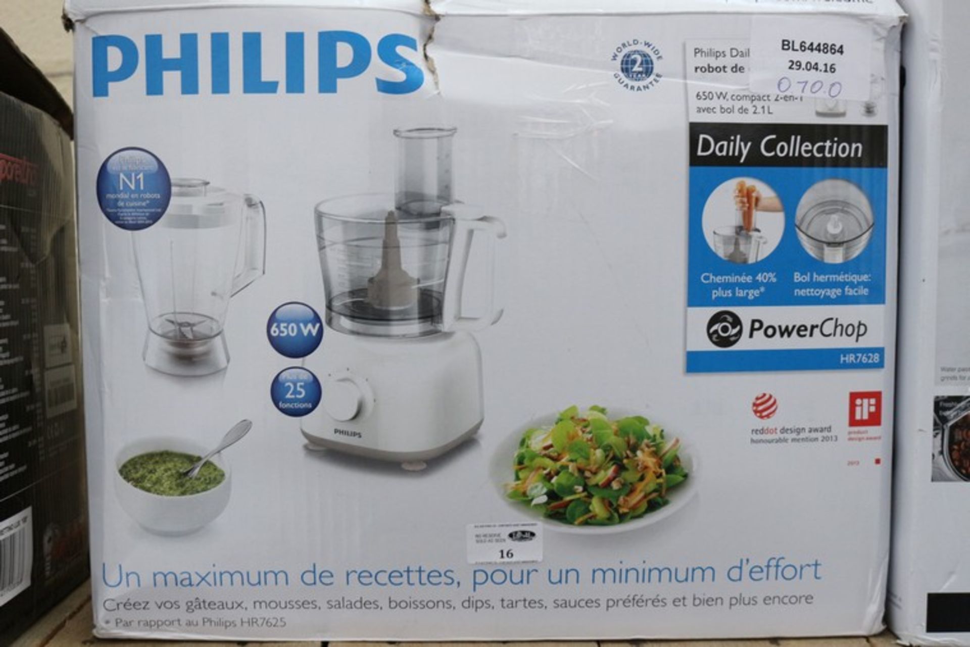 1 x BOXED PHILIPS 650W POWER CHOP MULTI FOOD PROCESSOR RRP £70 (29.4.16) *PLEASE NOTE THAT THE BID