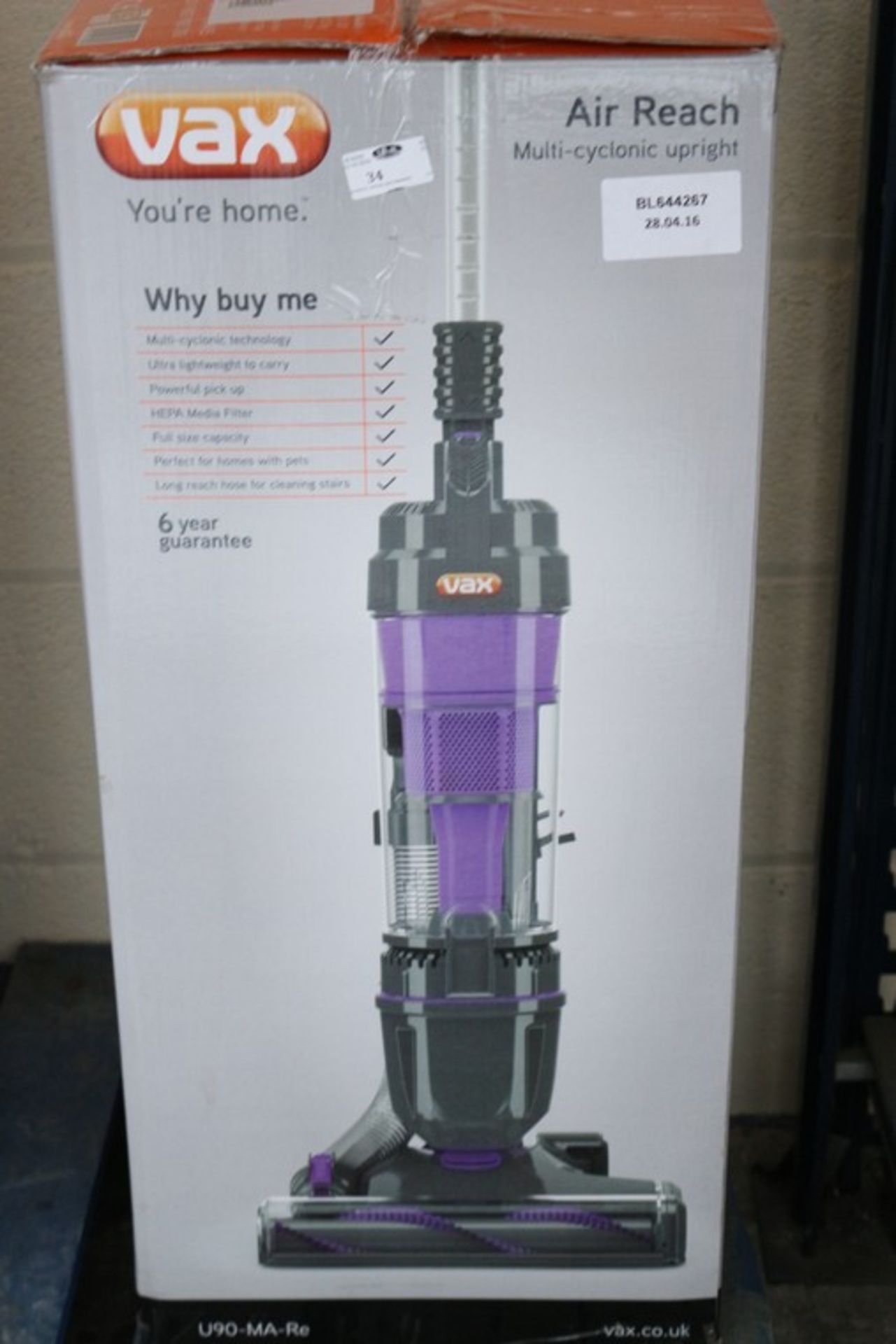1 x BOXED VAX AIR REACH MULTI CYCLONIC UPRIGHT VACUUM CLEANER RRP £90 (28.4.16) *PLEASE NOTE THAT