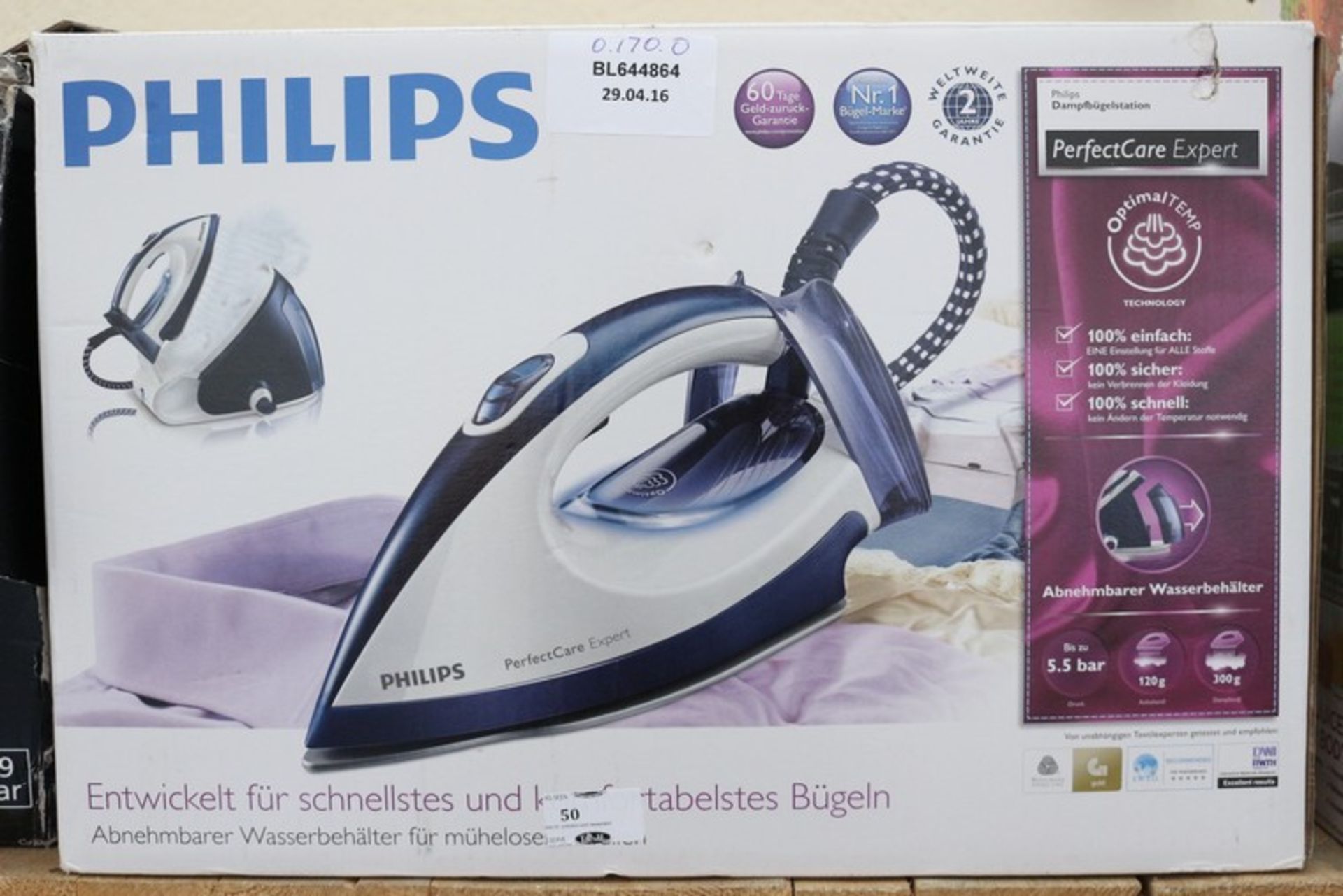 1 x BOXED PHILIPS PERFECT CARE EXPERT STEAM GENERATED IRON RRP £170 (29.4.16) *PLEASE NOTE THAT