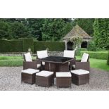 BRAND NEW BOXED LUXURIOUS 9x PIECE RATTAN GARDEN/CONSERVATORY FURNITURE SET TO INCLUDE 4 CHAIRS, 4