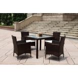 BRAND NEW BOXED LUXURIOUS 5 PIECE RATTAN GARDEN/CONSERVATORY FURNITURE SET. TO INCLUDE FOUR CHAIRS