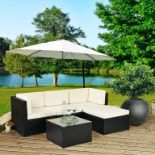 BRAND NEW BOXED LUXURIOUS CORNER SOFA RATTAN GARDEN/CONSERVATORY FURNITURE SET TO INCLUDE CHAIRS AND