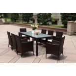 BRAND NEW BOXED LUXURIOUS 9X PIECE RATTAN GARDEN/CONSERVATORY FURNITURE SET TO INCLUDE 8 CHAIRS