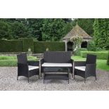 BRAND NEW BOXED LUXURIOUS 4 PIECE RATTAN GARDEN/CONSERVATORY FURNITURE SET. TO INCLUDE 2 SEATER HIGH