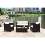 BRAND NEW BOXED LUXURIOUS 4 PIECE RATTAN GARDEN/CONSERVATORY FURNITURE SET. TO INCLUDE A TWO-