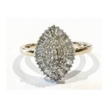 BOXED BRAND NEW 9K YELLOW GOLD LADIES DIAMOND CLUSTER RING, RRP-£850.00 (SBW)