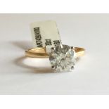 18CT YELLOW GOLD LADIES DIAMOND SOLITAIRE RING, SET WITH A 2.20 CARAT BRILLIANT CUT SOLITAIRE (BA)