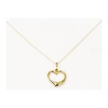 BRAND NEW 9CT YELLOW GOLD HEART SHAPED PENDENT AND 9CT YELLOW GOLD CHAIN, RRP-£124.99 (SBW)