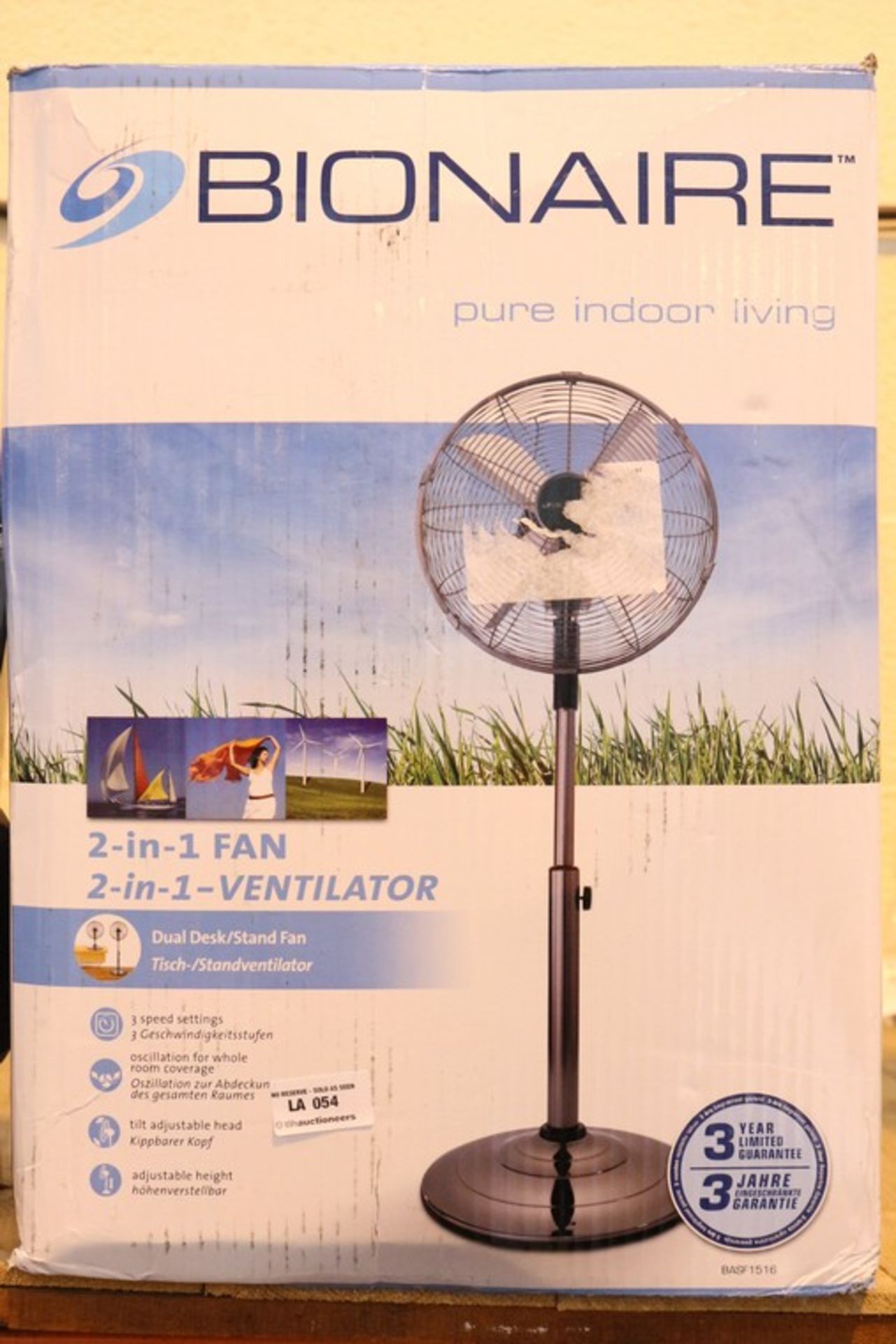 1 x BOXED BIONAIRE 2 IN 1 UPRIGHT VENTILATOR RRP £50 *PLEASE NOTE THAT THE BID PRICE IS MULTIPLIED