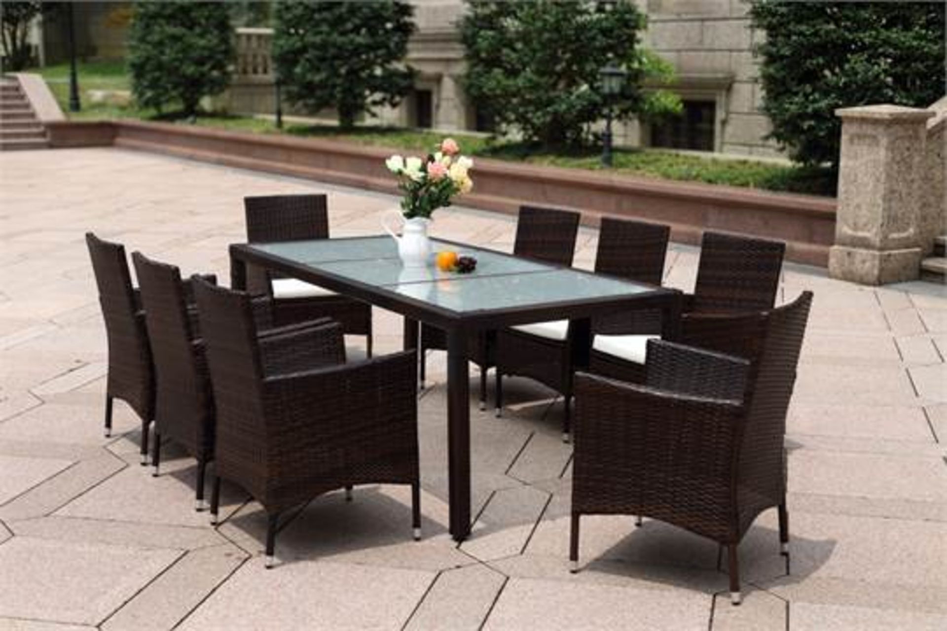 (9207) BRAND NEW BOXED LUXURIOUS 9 PIECE RATTAN GARDEN/CONSERVATORY FURNITURE SET. TO INCLUDE A