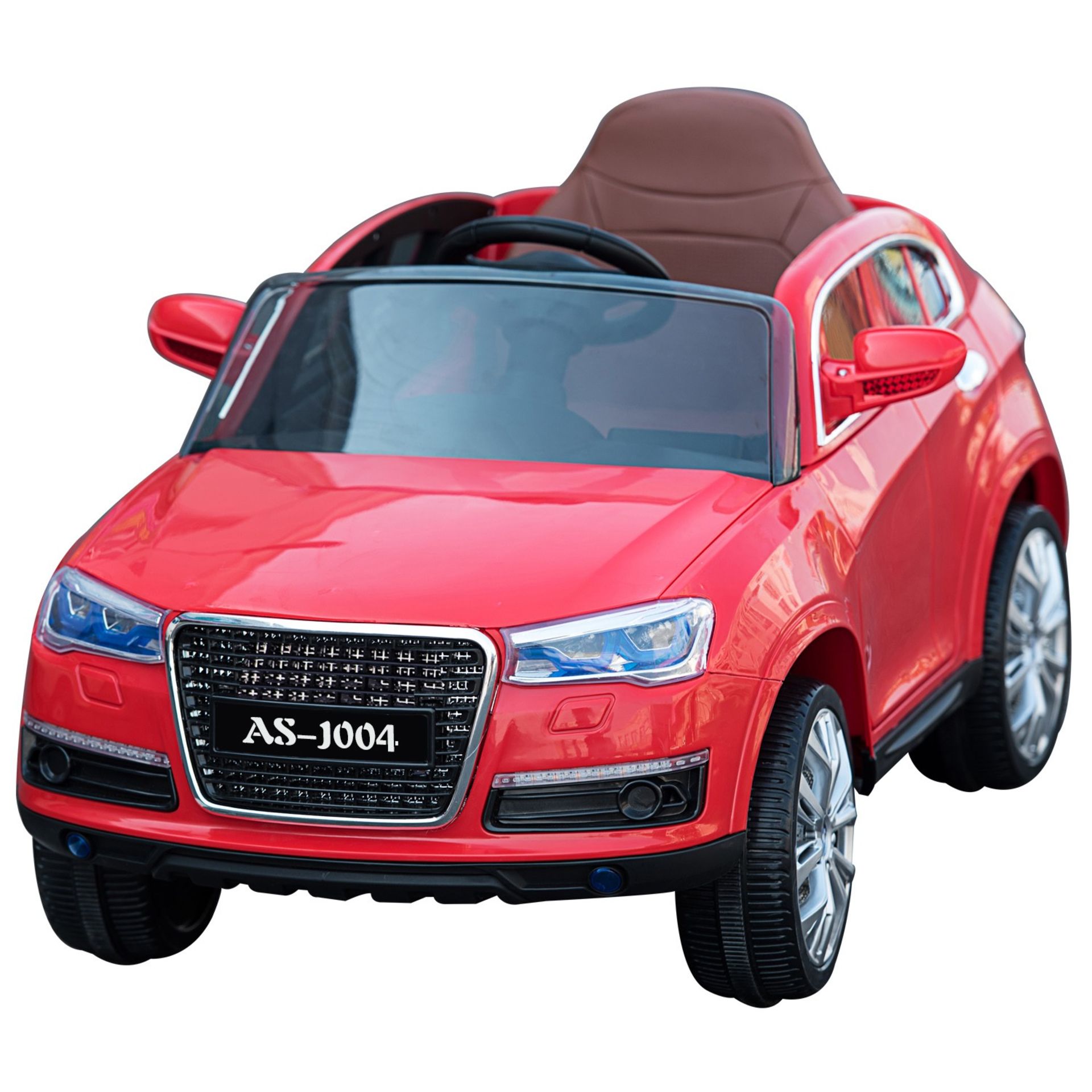 BRAND NEW BOXED AUDI STYLE CHILDRENS SIT AND RIDE CAR IN RED WITH REMOTE CONTROL, SAFETY BELT, TWO