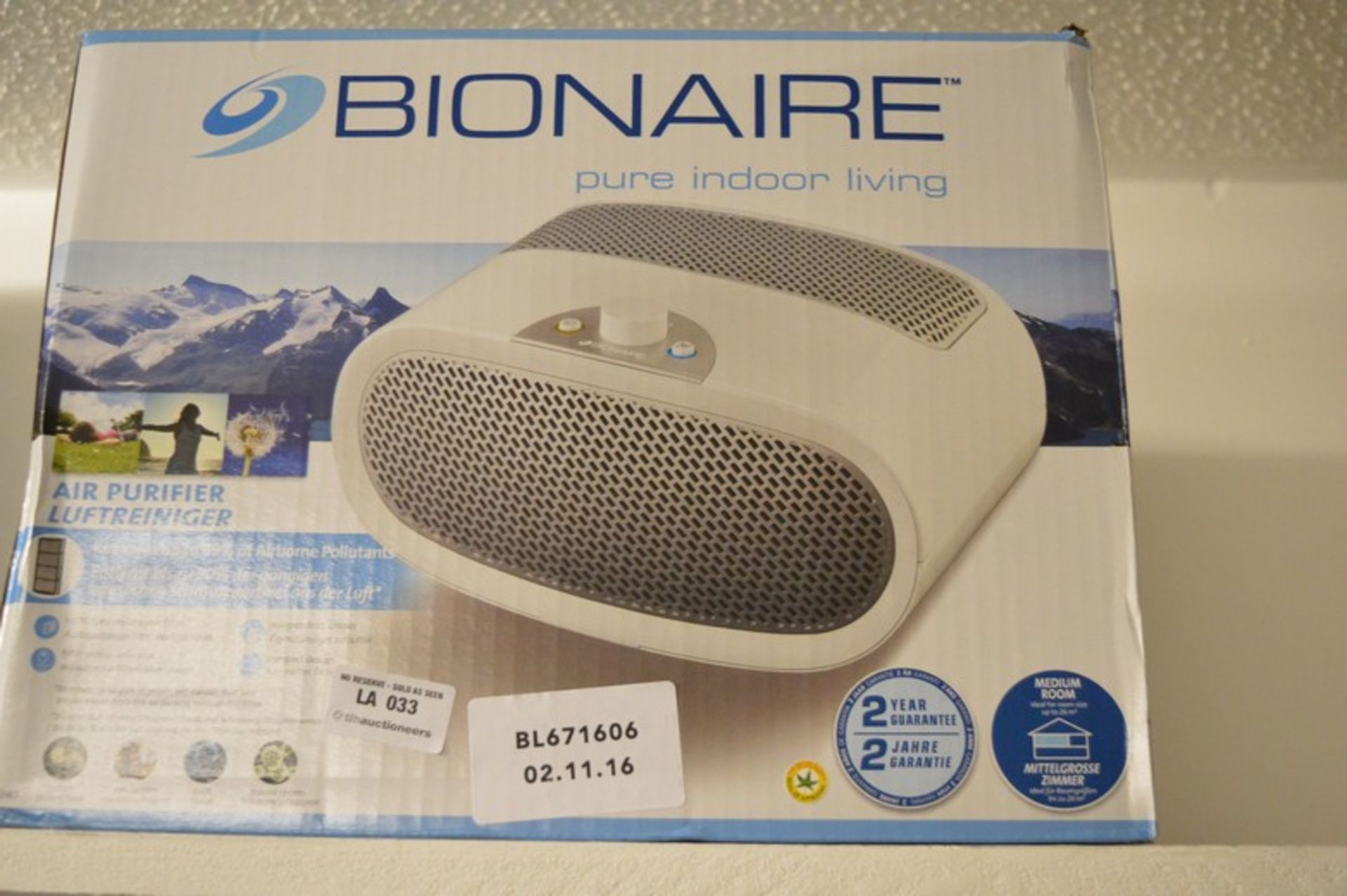 1 x BOXED BIONAIRE PURE INDOOR AIR PURIFIER RRP £35 02.11.16 *PLEASE NOTE THAT THE BID PRICE IS