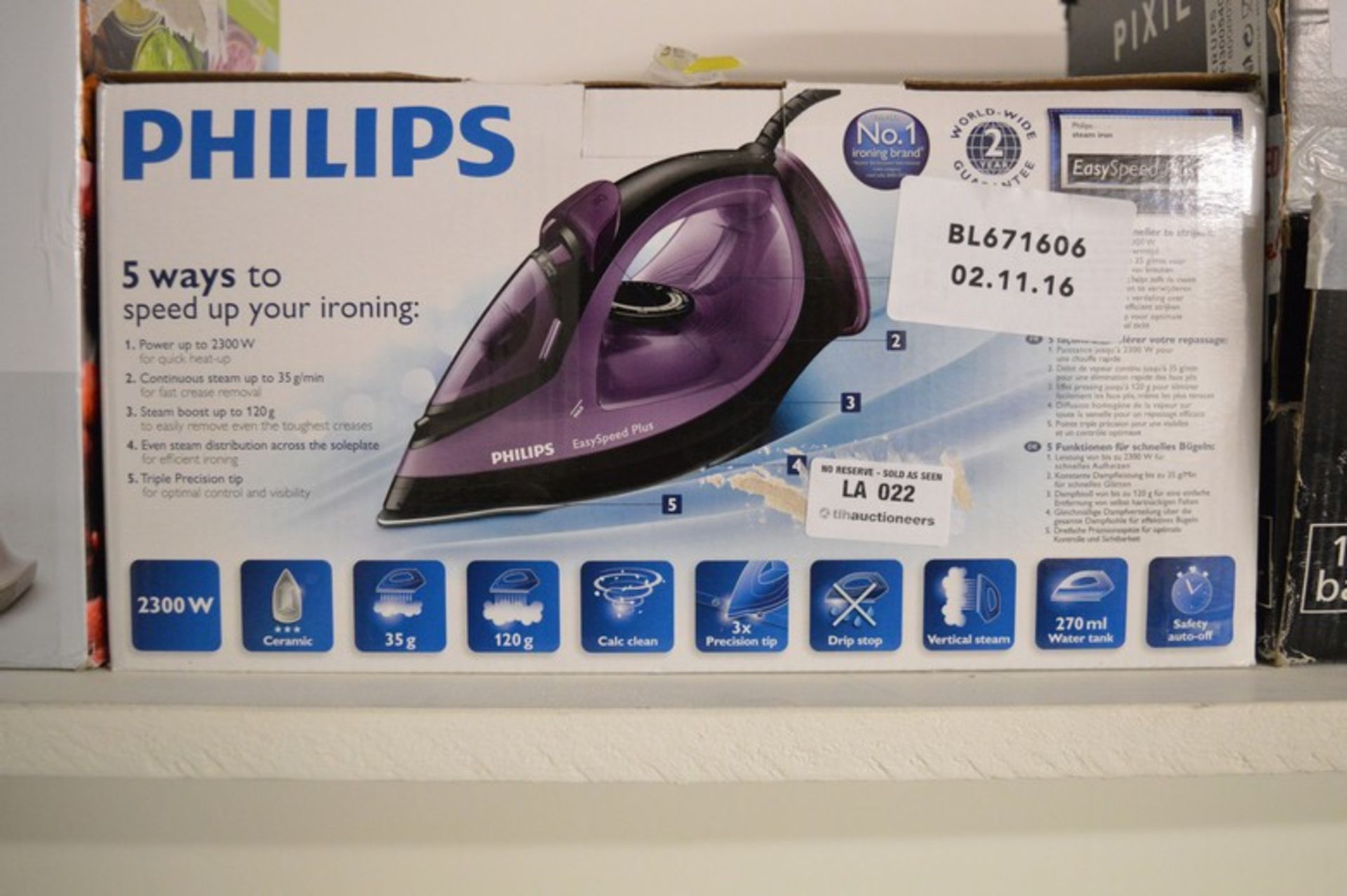 1 x PHILIPS 2300W STEAM IRON RRP £145 02.11.16 *PLEASE NOTE THAT THE BID PRICE IS MULTIPLIED BY