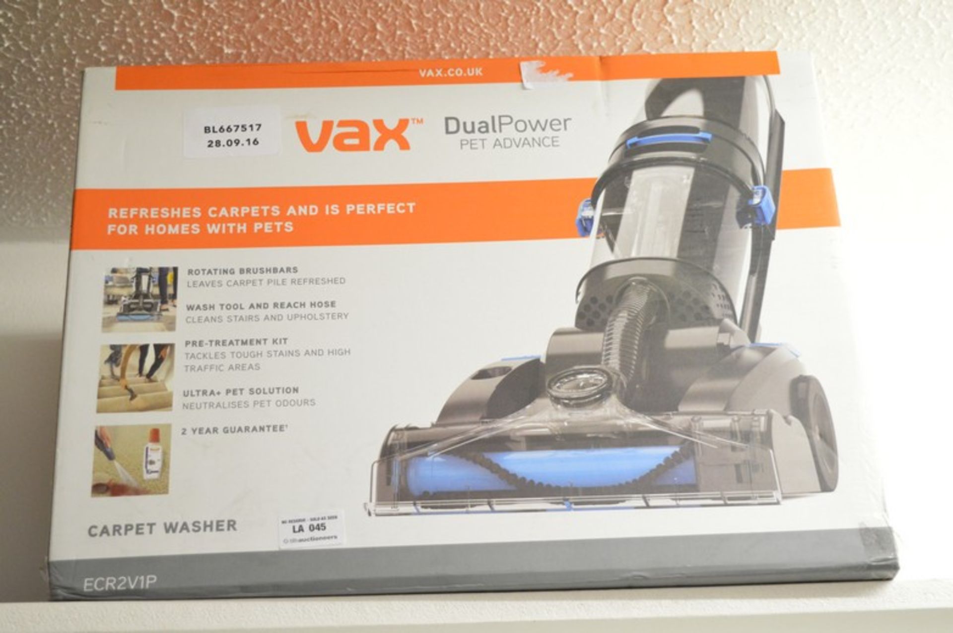 1 x BOXED VAX DUAL POWER PET ADVANCE CARPET WASHER RRP £150 28.09.16 *PLEASE NOTE THAT THE BID PRICE