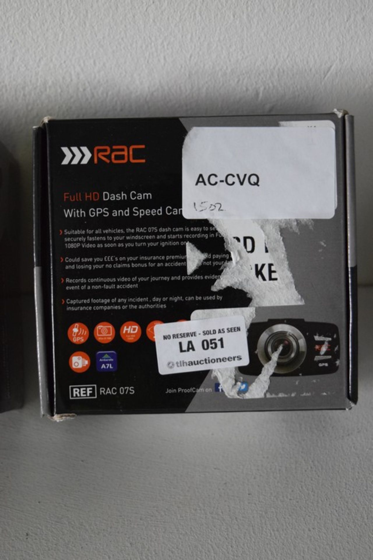 1 x BOXED RAC FULL HD DASH CAM WITH GPS AND SPEED CAM RRP £80 (PALLET 1502) *PLEASE NOTE THAT THE