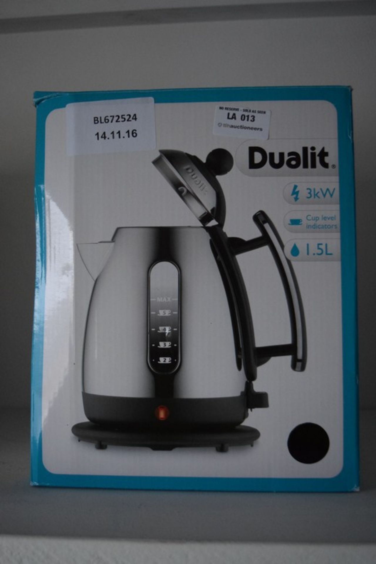 1 x BOXED DUALIT CLASSIC 1.5L KETTLE RRP £65 (14.11.2016) *PLEASE NOTE THAT THE BID PRICE IS