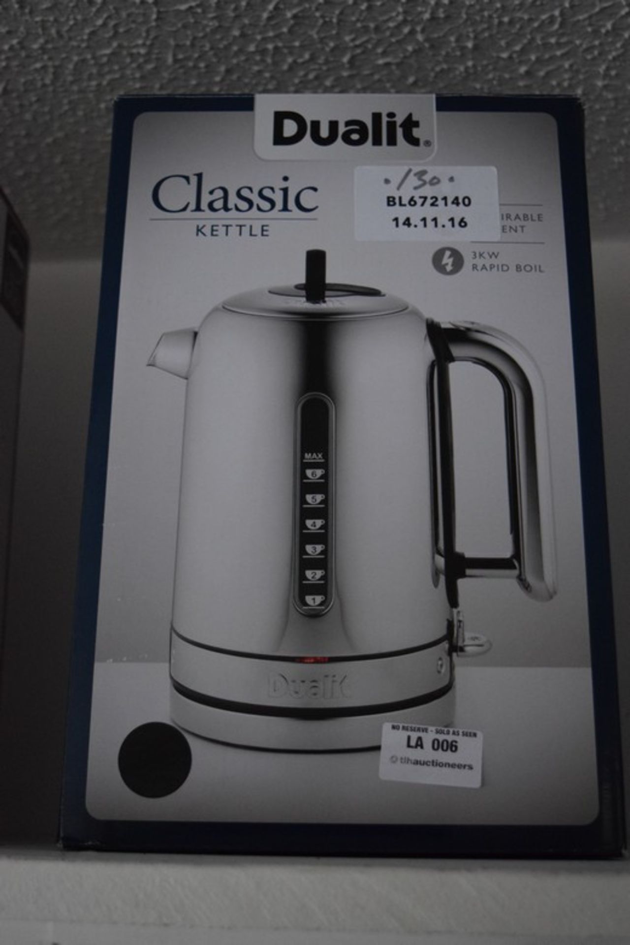 1 x BOXED DUALIT CLASSIC 1.7L KETTLE RRP £130 (14.11.2016) *PLEASE NOTE THAT THE BID PRICE IS