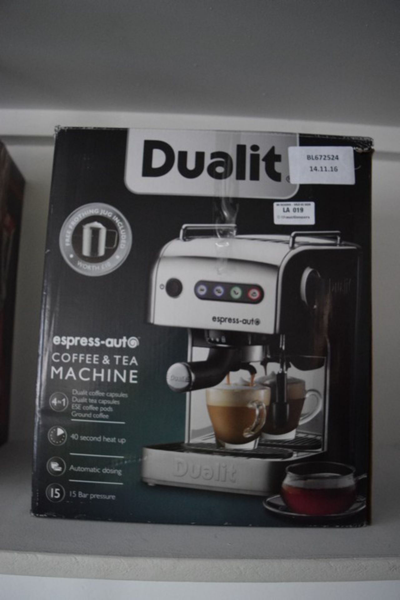 1 x BOXED DUALIT ESPRESS-AUTO COFFEE AND TEA MACHINE RRP £180 (14.11.2016) *PLEASE NOTE THAT THE BID