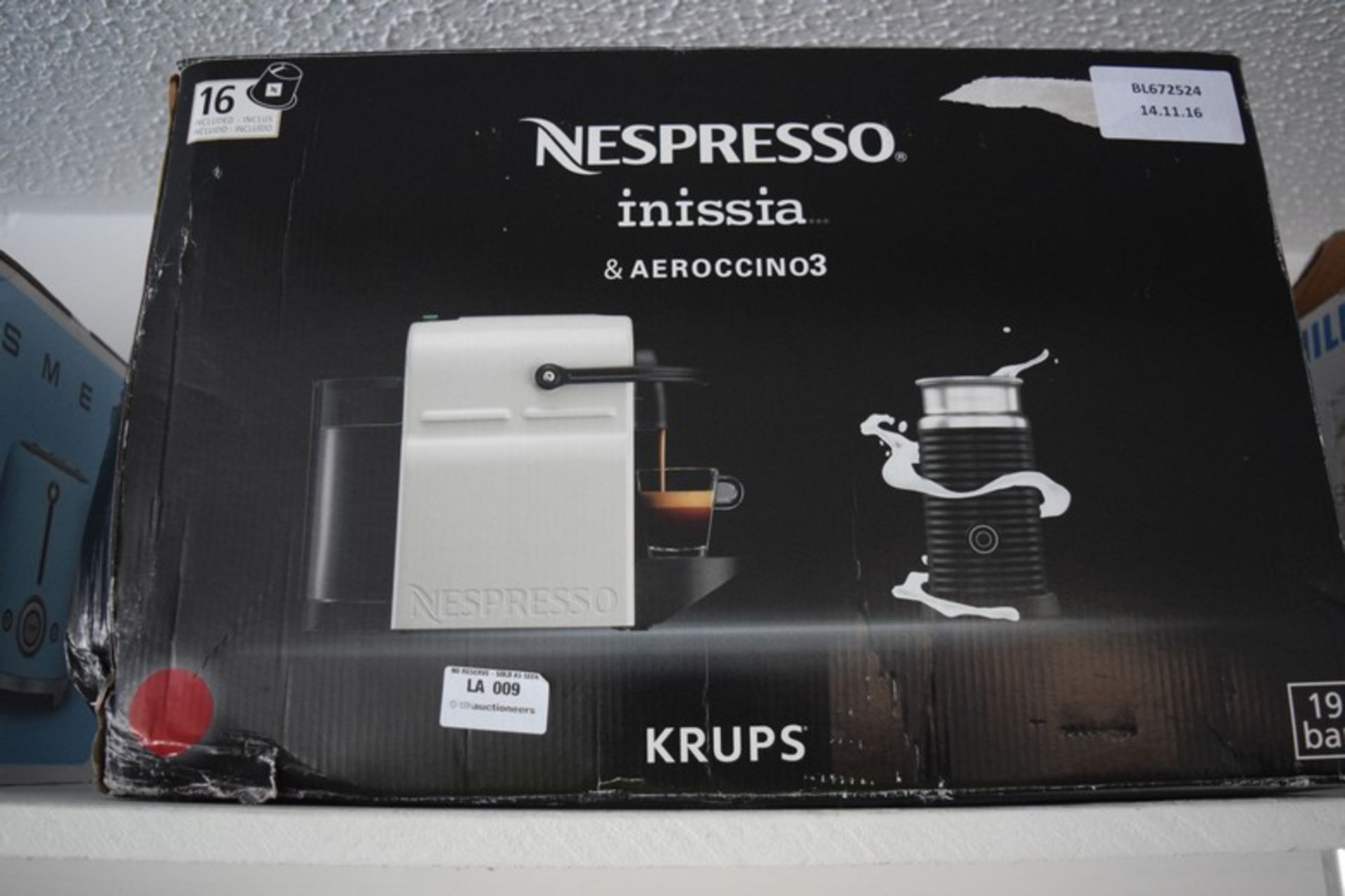 1 x BOXED KRUPS NESPRESSO INISSIA AEROCCINO3 AUTOMATIC COFFEE MACHINE RRP £180 (14.11.2016) *